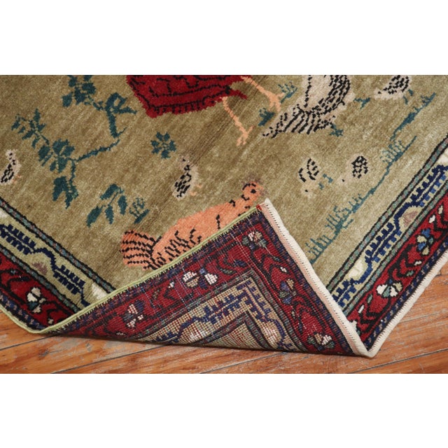 Folk Art Vintage Zabihi Collection Chicken Rooster Turkish Square Rug - 2'10" x 2'10" For Sale - Image 3 of 6