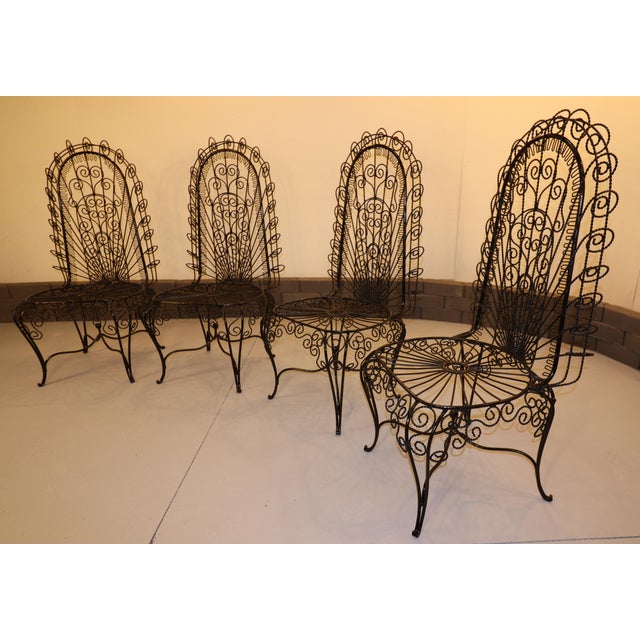 Mid-Century Modern Mid 20th Century John Salterini High-Back Hearts Peacock Chairs 4 Pieces, Attributed For Sale - Image 3 of 9