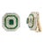 18k Gold 2.87 Ct Emerald and Diamond Cluster Clip on Stud Earrings for Wedding - 2 Pieces For Sale