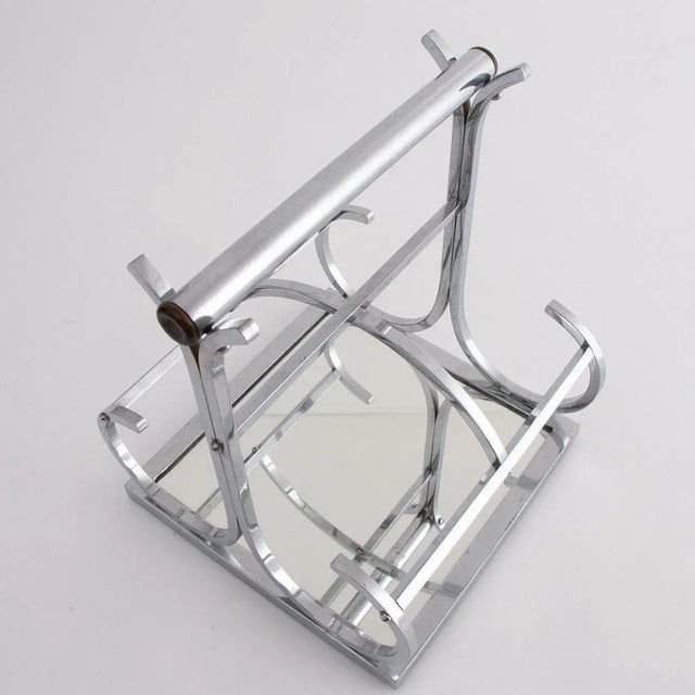 French Art Deco Jacques Adnet Wine Carrier in Chrome, 1930 For Sale - Image 3 of 7