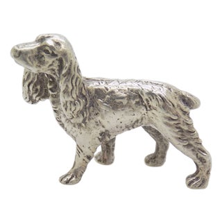 Vintage Italian Handmade Genuine Silver Cocker Spaniel Dog Figurine, 1960s For Sale