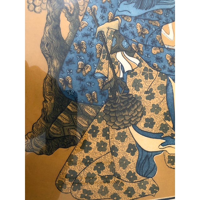 Asian Friedenfeld Asian Style Print “Dancing Flower Lady” 19x26 For Sale - Image 3 of 5