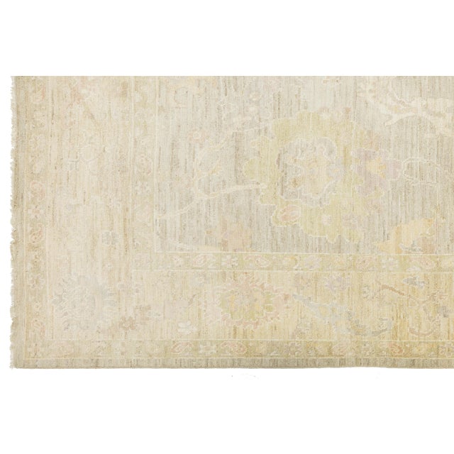 Modern Oushak Style Hand-Knotted Wool Rug - Muted Pastel & Neutral Tones 10x14 For Sale - Image 9 of 11
