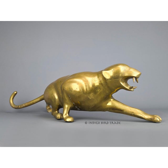 Large Art Deco Solid Brass Tiger Panther Sculpture For Sale In Greenville, SC - Image 6 of 8