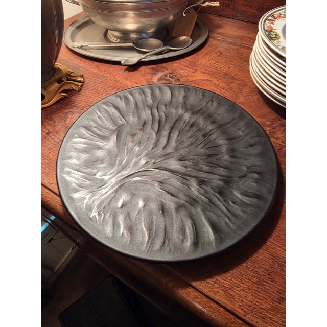French Black Lalique Algues tree of life plate.