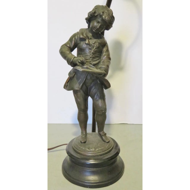 Metal Victorian Spelter Figural Table Lamps - a Pair For Sale - Image 7 of 8