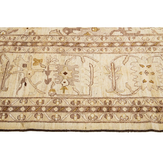 Modern Oushak Style Palace Sized Wool Rug Handmade in Beige With Floral Design For Sale - Image 11 of 13
