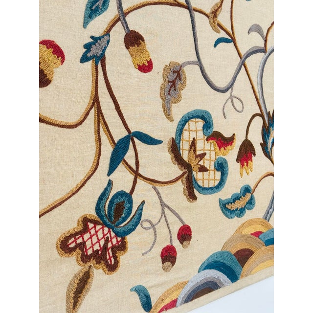 Textile Pair of Large Crewel Work Wall Hangings For Sale - Image 7 of 8
