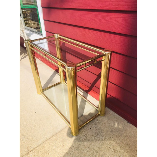 Contemporary Vintage Milo Baughman Style Brass Console Table For Sale - Image 3 of 10