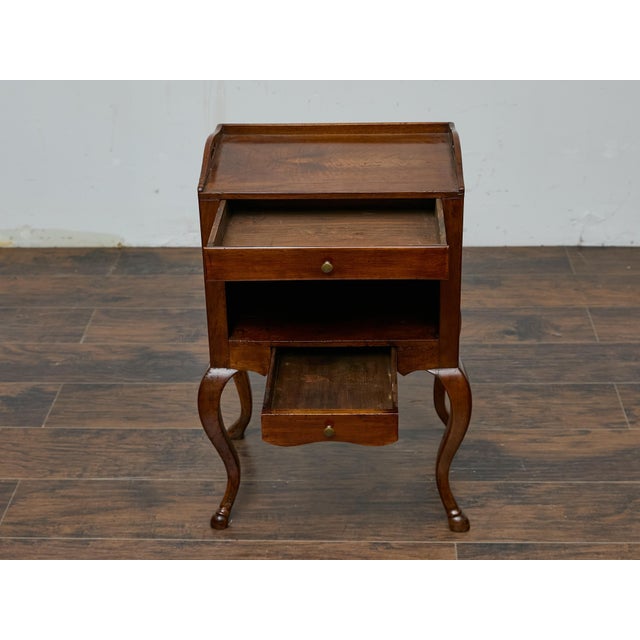 French Louis XV Walnut Nightstand with Tray Top and Hoof Feet, 19th Century For Sale - Image 9 of 12