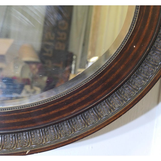 Edwardian Simulated Wood Finish Oval Mirror For Sale - Image 5 of 8