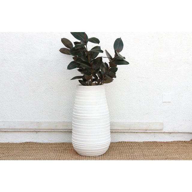 White 33" Tall Sculptural White Terracotta Planter For Sale - Image 8 of 8