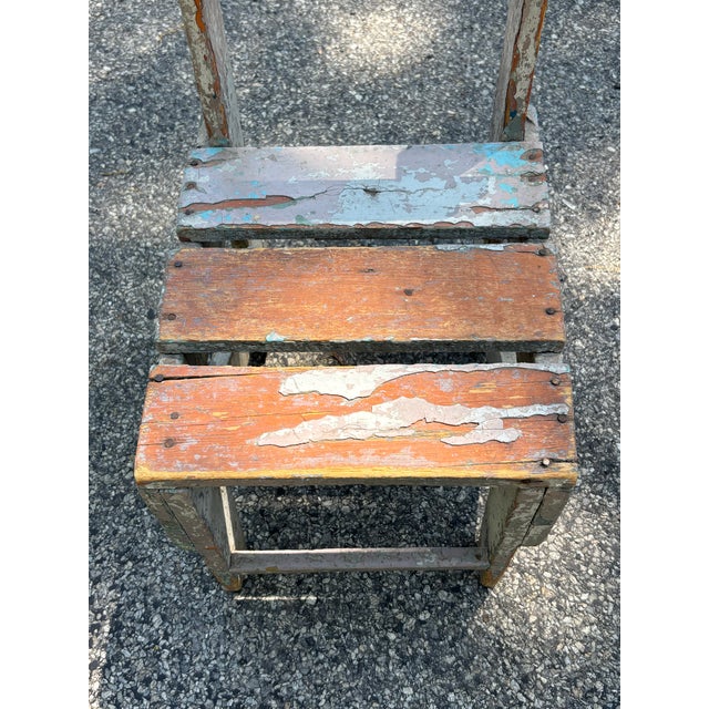 Wood 1940s Hand-Built Primitive Painted Chair For Sale - Image 7 of 9
