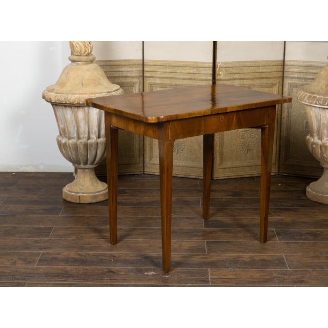 French 19th Century Walnut Side Table with Quarter Veneer and Single Drawer For Sale - Image 10 of 12