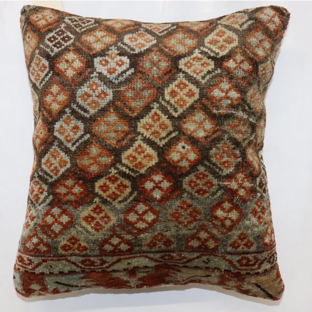 Pillow made from an early 20th-century Antique Persian Kurd Rug . Zipper closure and poly-fill provided. Measures: 16'' x...