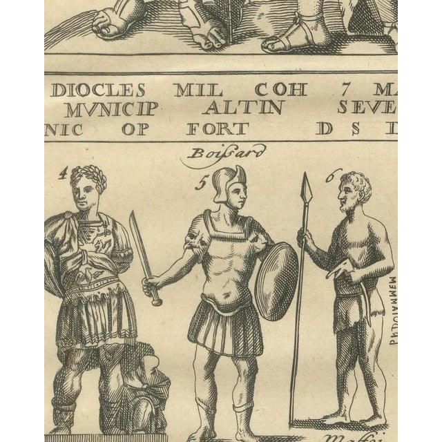18th Century Montfaucon, Funerary Monuments and Fighting Soldiers, Montfaucon Roman Plate, 1722, Engraving For Sale - Image 5 of 8