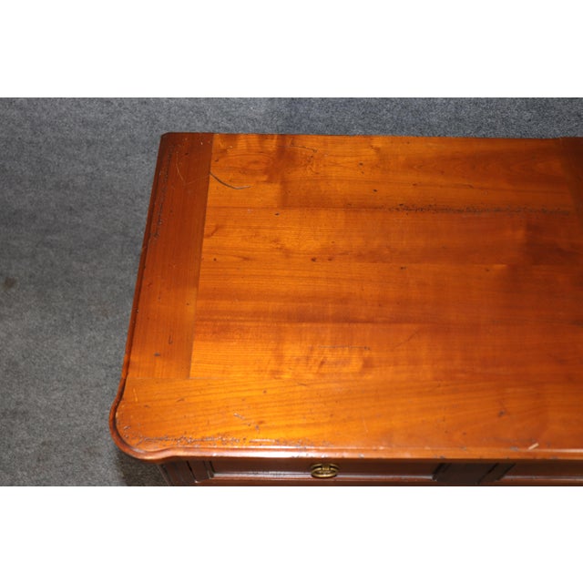 French Louis XVI Directoire Solid Cherry Brass Mounted Commode C. 1950s For Sale - Image 4 of 9