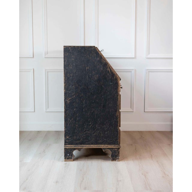 19th Century Period Gustavian Slant-Front Desk with Black Exterior and Blue Interior For Sale - Image 4 of 13