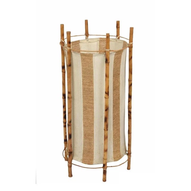 Mid-Century Italian Cotton, Bamboo & Rattan Floor Lamp by Louis Sognot, 1950s For Sale - Image 18 of 18