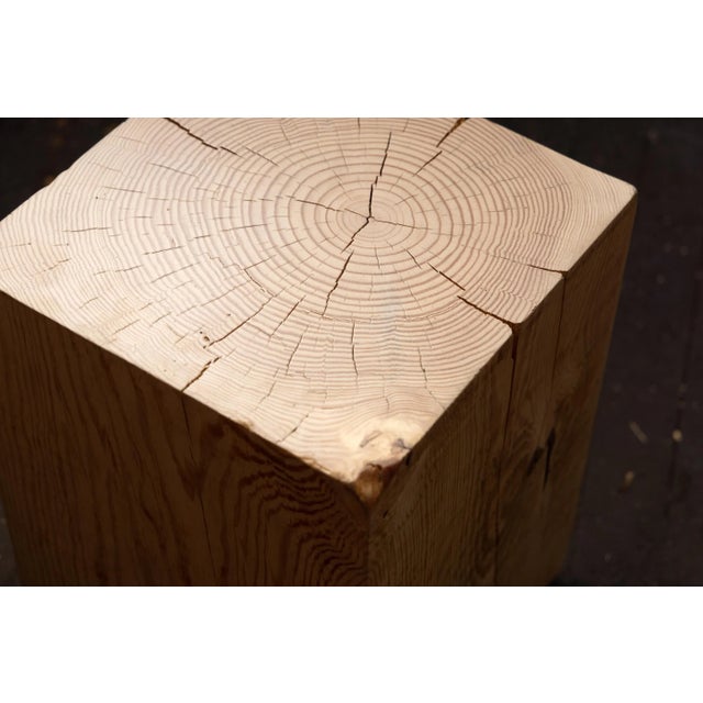 2020s Alabama Sawyer "Hyo" Natural Pine Wood Cube Side Table For Sale - Image 5 of 11