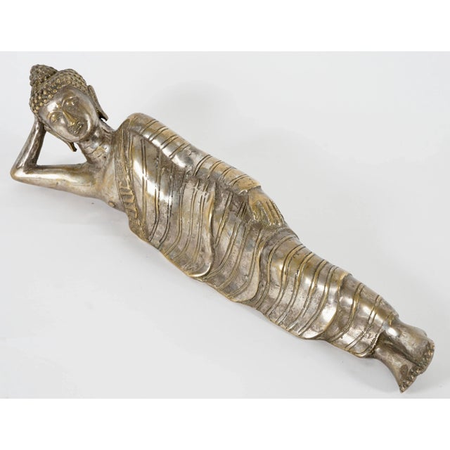 Brass Vintage Mahaparinirvana Buddha Brass Sculpture For Sale - Image 8 of 10