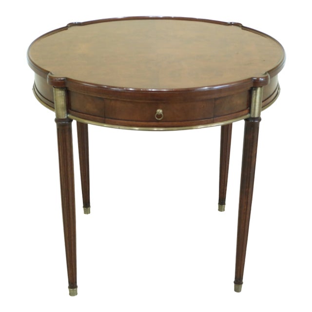 1950s Maison Jansen Style French Louis XVI Round Walnut Occasional Table For Sale