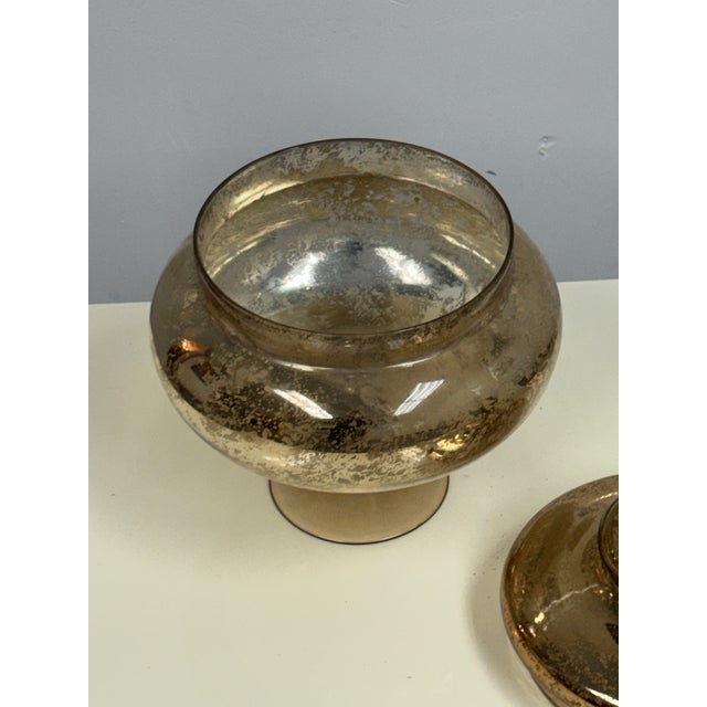 Antiqued Mercury Glass Footed Lidded Jar For Sale - Image 11 of 12