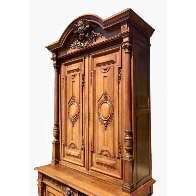 Renaissance Style Walnut 2-Body Buffet For Sale - Image 5 of 6