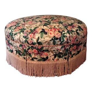 1970s Custom Upholstered Skirted Coffee Ottoman For Sale