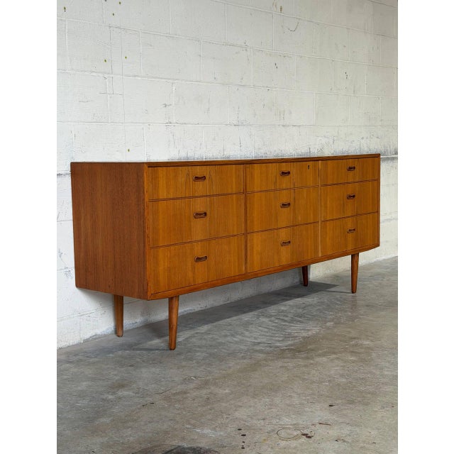 Wood In Style of Arne Vodder Teak Dresser Wooden Lowboy Chest of Drawers Denmark Mid-Century Modern 1960s For Sale - Image 7 of 13
