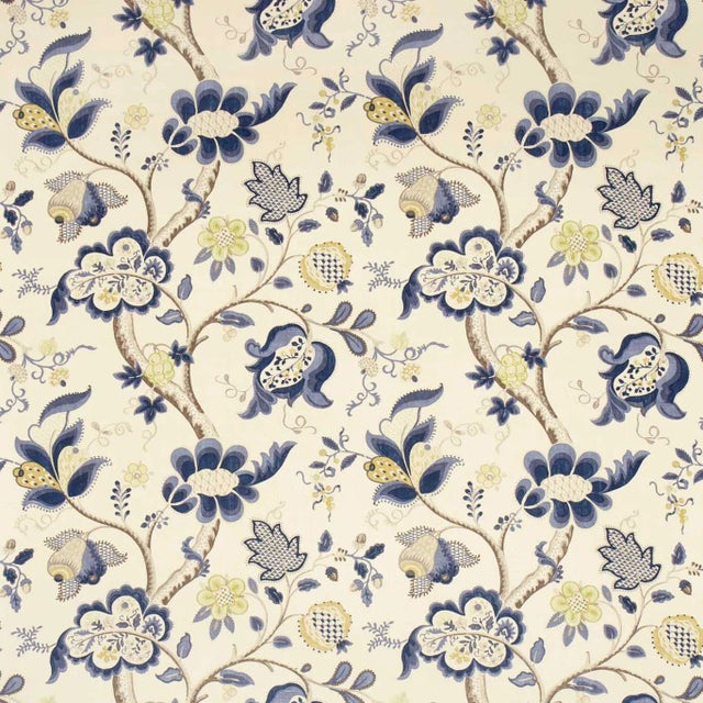Sanderson Roslyn Fabric in Indigo/ Gold For Sale