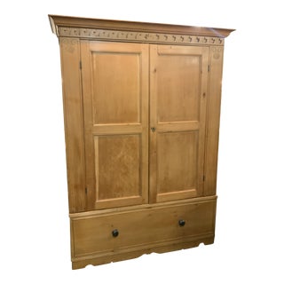 Late 19th Century English Pine Armoire For Sale