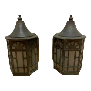 Vintage Copper Arts & Crafts Mission Sconces - a Pair