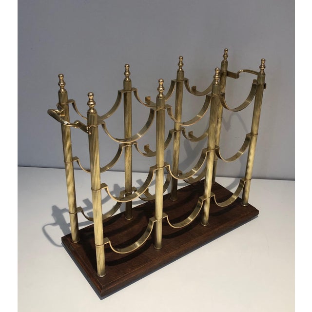 Metal Neoclassical Brass Bottle Rack in the Style of Maison Jansen For Sale - Image 7 of 12