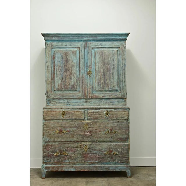 Wood Swedish Gustavian Painted Cabinet For Sale - Image 7 of 12
