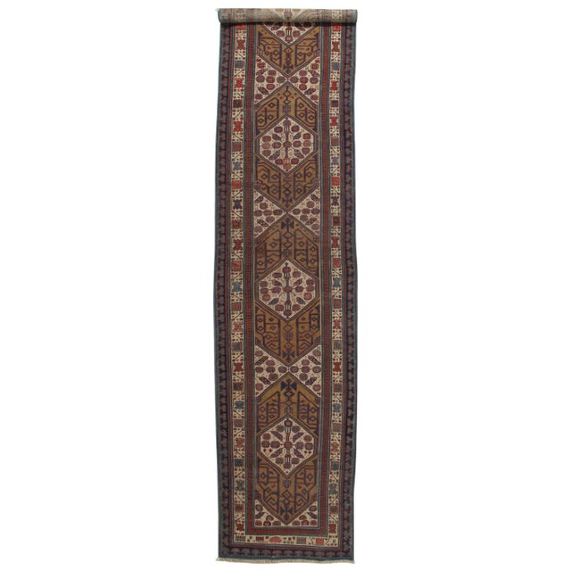 Antique Persian Serab Runner, Handmade Wool Oriental Rug, Red, Ivory, Brown For Sale In New York - Image 6 of 6