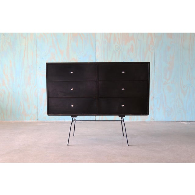 Paul McCobb Early Paul McCobb 1950s Black Birch Cabinet on Iron Base Mid Century Modern For Sale - Image 4 of 13