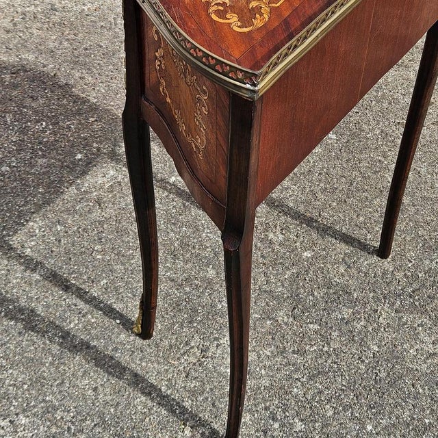 Marquetry Nightstand in Wood and Brass For Sale - Image 16 of 18