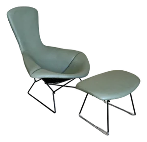 Mid Century Modern Bird Chair and Ottoman by Harry Bertoia for Knoll - A Set