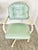 Retro vintage Chromcraft seafoam green rolling dinette chairs featuring a distinctive mid-century modern design....