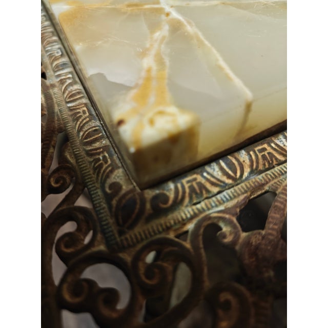 Metal 1890's Nb&iw Victorian Dragon Head Cast Iron and Onyx Stand For Sale - Image 7 of 10