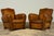 Brown 1920s French Art Deco Scalloped Back Cognac Leather Club Chairs – A Pair For Sale - Image 8 of 18