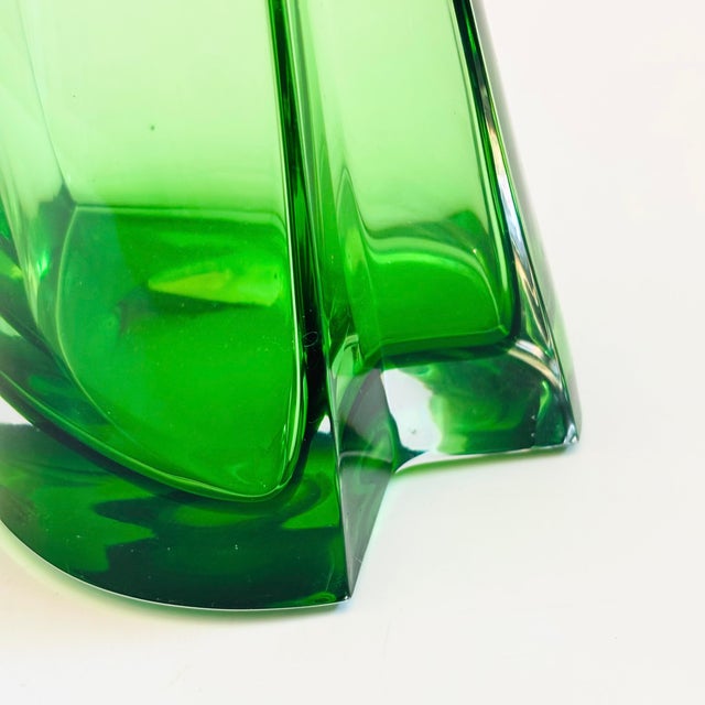 Glass Mid Century Green Art Glass Decanter For Sale - Image 7 of 13