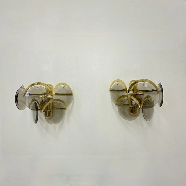 Metal Sconces in Smoked Glass by Sciolari, 1970s, Set of 2 For Sale - Image 7 of 12