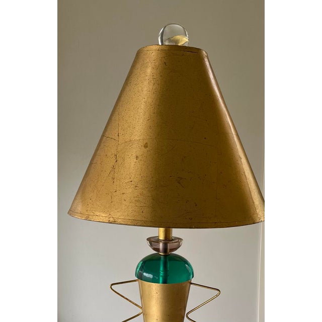 Mid-Century Modern 1970s Van Teal Style Table Lamp, Gold With Lucite For Sale - Image 3 of 9