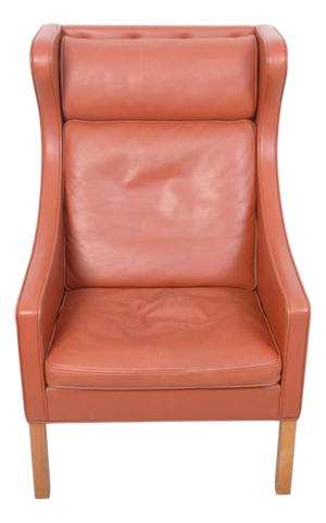 2204 Wing Chair in Cognac Leather by Børge Mogensen, 1990s