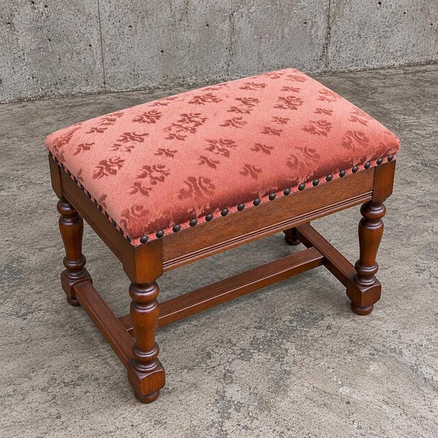 4 x Stool benche / Château Style Louis XIV French /Catalan Vintage Velvet Upholstery / 1950s Height 50Width 60Depth 40 cm