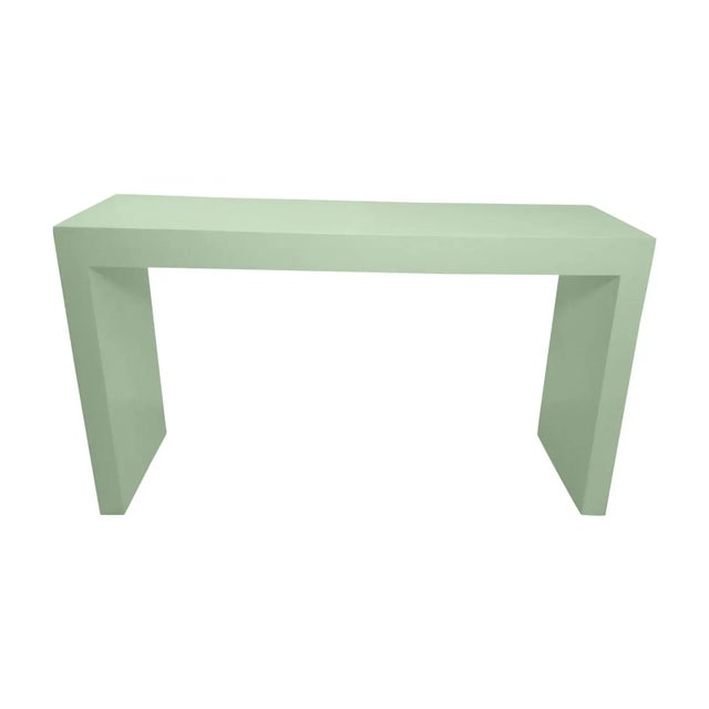 Mid-Century Modern Late 20th Century Parsons Style Mint Green Console Table For Sale - Image 3 of 4