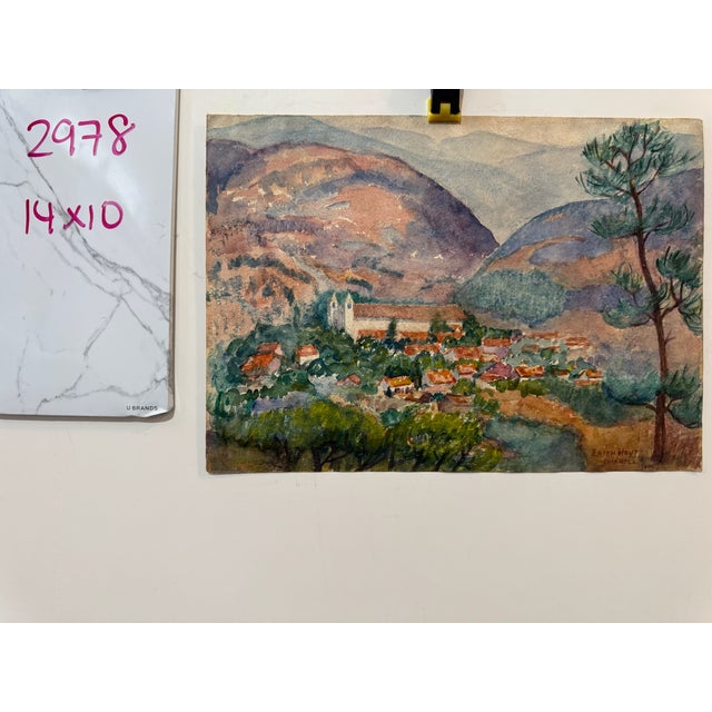 Paint Edith Hoyt Signed 1944 Chinantla Mountain Village Landscape Original Watercolor For Sale - Image 7 of 7