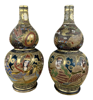 19th Century Meiji Satsuma Japanese Vases, Set of 2